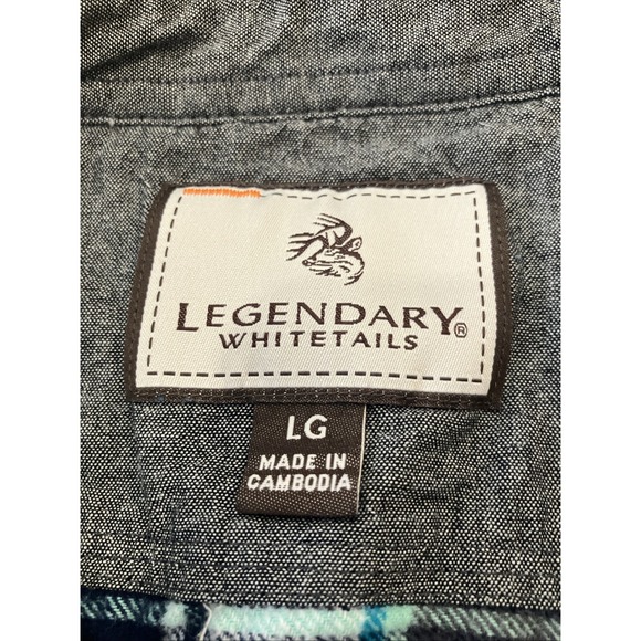 Legendary Whitetails Flannel Blue Size Large Long Sleeve Collared Men's‎ - Picture 5 of 5